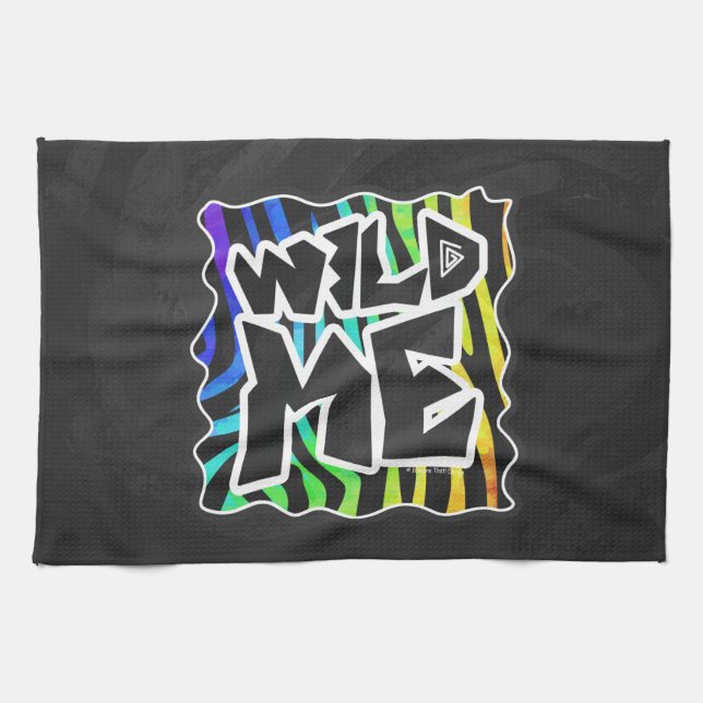 Zebra Black and Rainbow Wild Me Tea Towel (Horizontal)