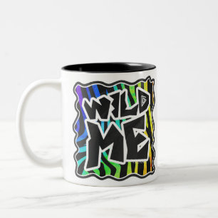 Zebra Black and Rainbow Wild Me Two-Tone Coffee Mug