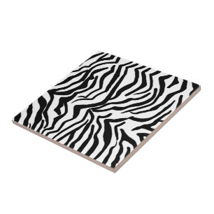 Zebra Black And White Hide Fur Pattern Tile
