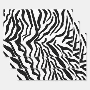 Zebra Black And White Hide Fur Pattern  Wrapping Paper Sheet