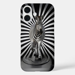Zebra black and white illusion iPhone 16 case