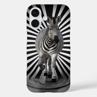 Zebra black and white illusion iPhone 16 case
