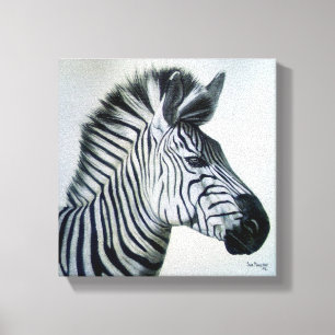 Zebra Black and White Portrait 20260305v2 Small Canvas Print