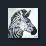 Zebra Black and White Portrait Small Canvas Print<br><div class="desc">Zebra print from original oil on canvas by Sue Maas</div>