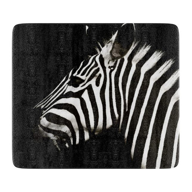 Zebra Black and White Stripes Animal Cutting Board (Front)