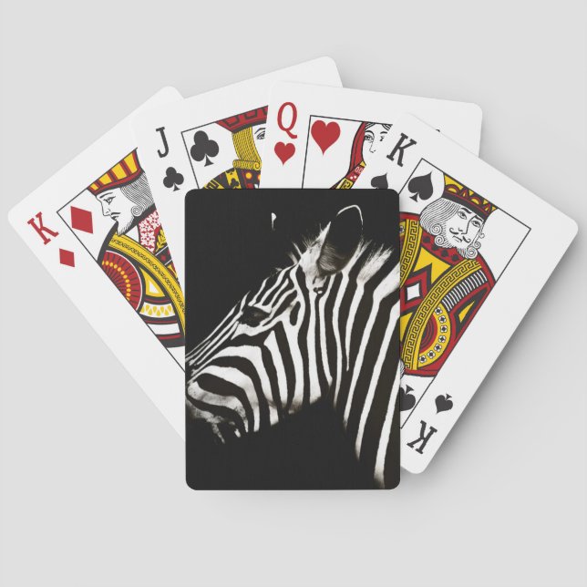 Zebra Black and White Stripes Animal Playing Cards (Back)