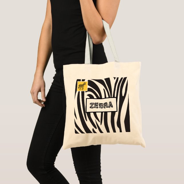 Zebra Black and White Stripes, Trendy design Tote Bag (Front (Product))