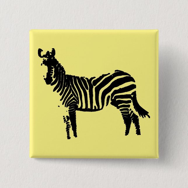 Zebra Black Silhouette Button Badge Pin (Front)
