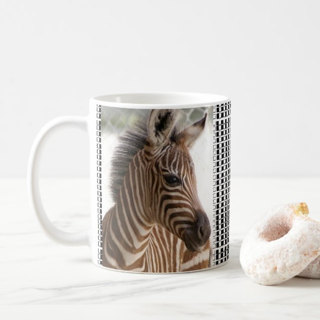 Zebra Black & White Chequered Mug (With Donut)