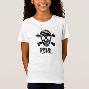 Zebra Bling Skull and Bones Rebel Kids T-shirt