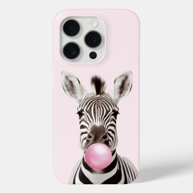 Zebra Blowing Pink Bubble Gum Playful Art Case-Mate iPhone Case (Back)