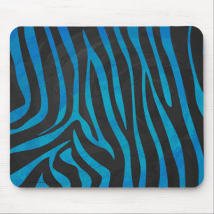 Zebra Blue and Black Print Mouse Pad