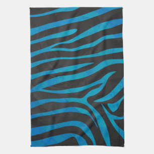 Zebra Blue and Black Print Tea Towel