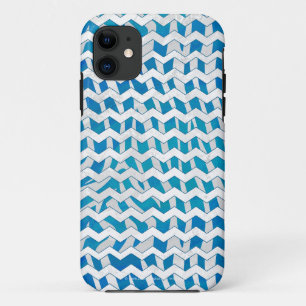Zebra Blue and White Chevron Case-Mate iPhone Case
