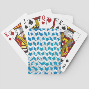 Zebra Blue and White Chevron Playing Cards