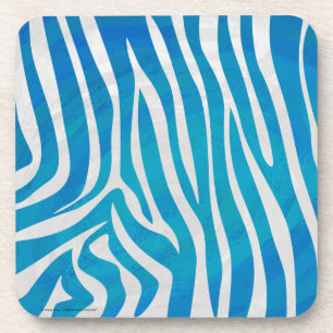 Zebra Blue and White Print Coaster