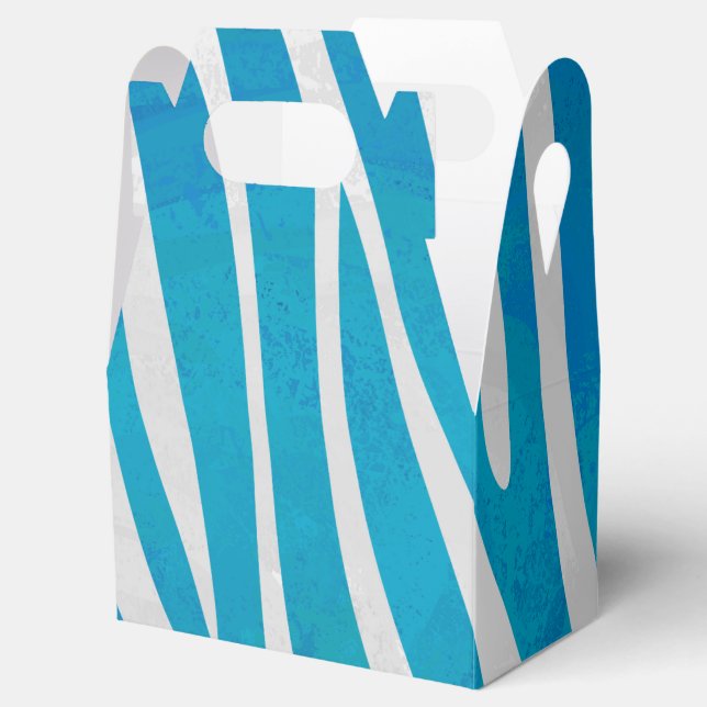 Zebra Blue and White Print Favour Box (Opened)