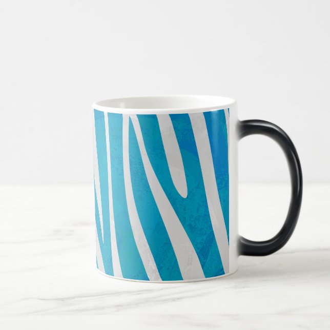 Zebra Blue and White Print Magic Mug (Right)