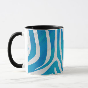 Zebra Blue and White Print Mug