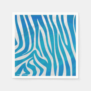 Zebra Blue and White Print Napkin