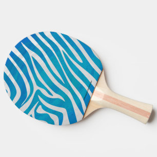Zebra Blue and White Print Ping Pong Paddle