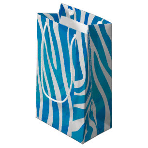 Zebra Blue and White Print Small Gift Bag