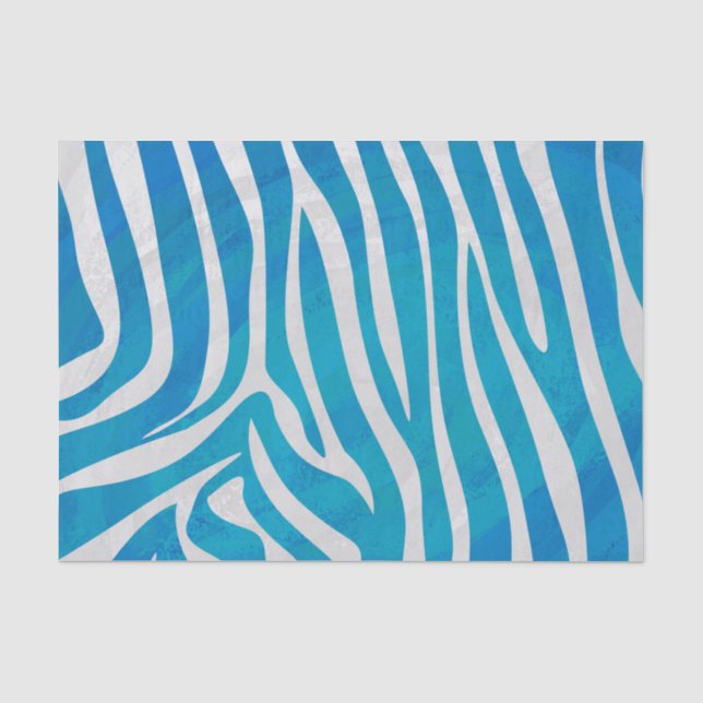 Zebra Blue and White Print Tissue Paper (Front)