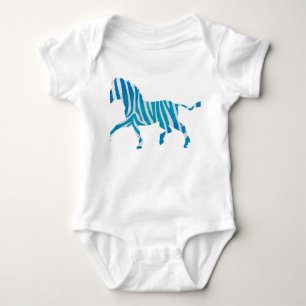 Zebra Blue and White Silhouette Baby Bodysuit