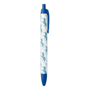 Zebra Blue and White Silhouette Ink Pen
