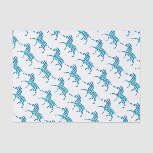Zebra Blue and White Silhouette Tissue Paper (Front)