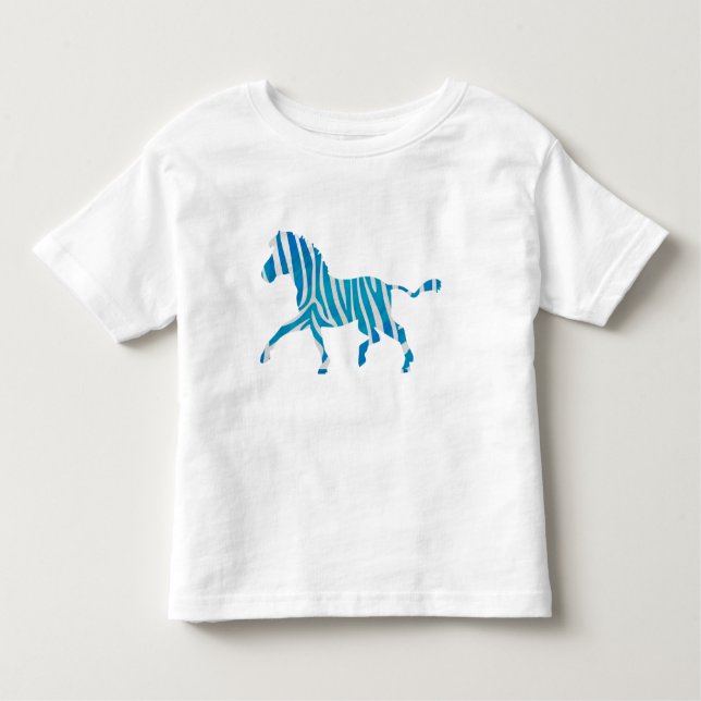 Zebra Blue and White Silhouette Toddler T-Shirt (Front)