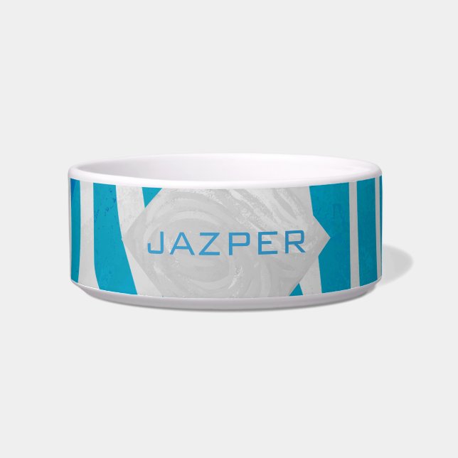 Zebra Blue and White with Monogram Bowl (Front)