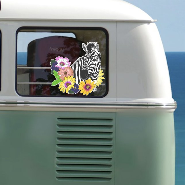 Zebra Blue Colourful Daisy Floral Wildlife (Creator Uploaded)
