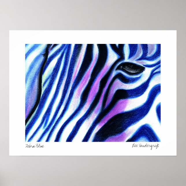 Zebra Blue poster by Lee Vandergrift (Front)