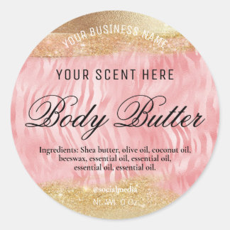 Zebra Body Butter Labels In Pink And Gold