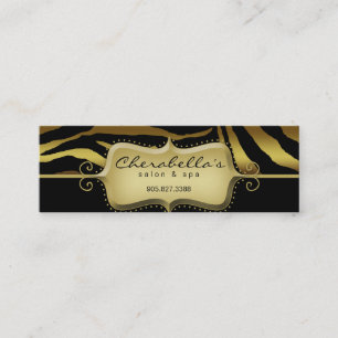 Zebra Bookmark Animal Gold Black Thank You Mini Business Card