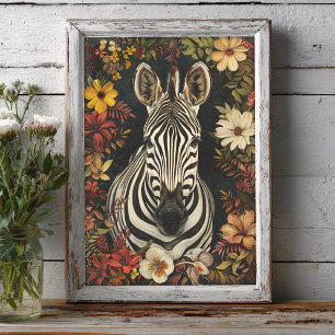 Zebra Botanical Illustration Decoupage Tissue Paper