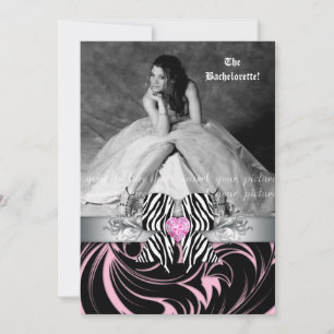 Zebra Bow Bachelorette Party Invite Photo Card Flo