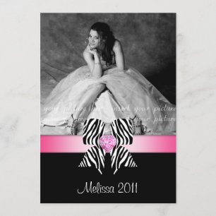 Zebra Bow Graduation Party Invite Photo Card