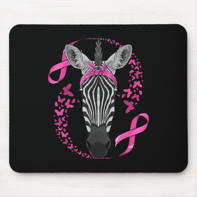 Zebra Breast Cancer Awareness Pink Bandanna Cancer Mouse Pad (Front)