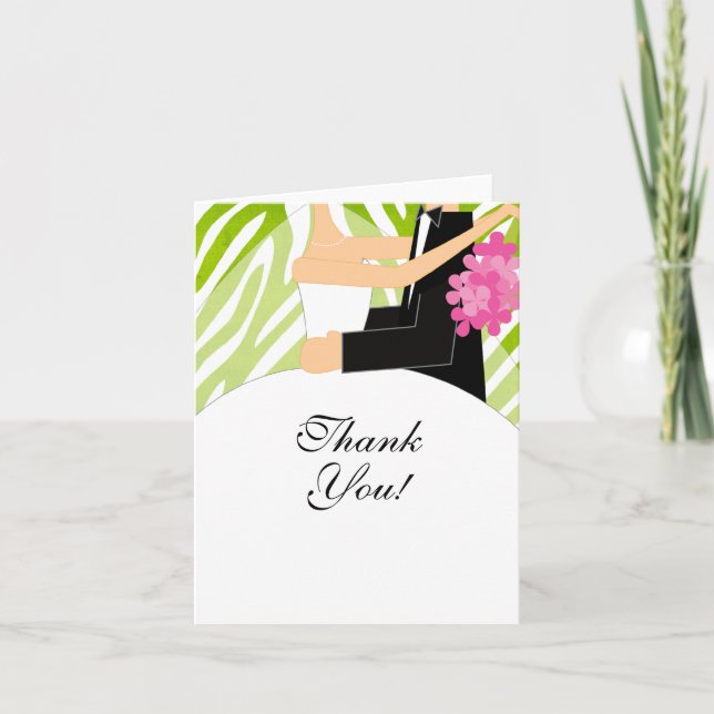 Zebra Bridal Shower Thank You Note Card (Front)