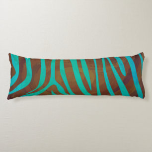 Zebra Brown and Teal Print Body Cushion