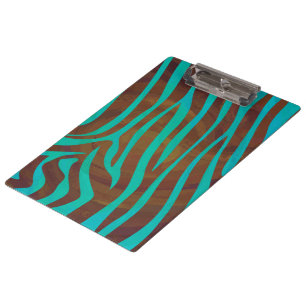 Zebra Brown and Teal Print Clipboard
