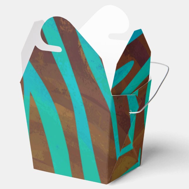 Zebra Brown and Teal Print Favour Box (Opened)