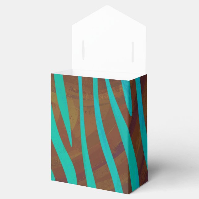Zebra Brown and Teal Print Favour Box (Opened)