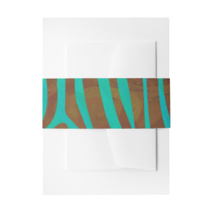 Zebra Brown and Teal Print Invitation Belly Band