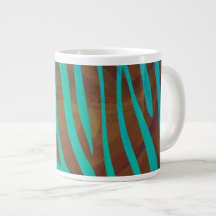 Zebra Brown and Teal Print Large Coffee Mug
