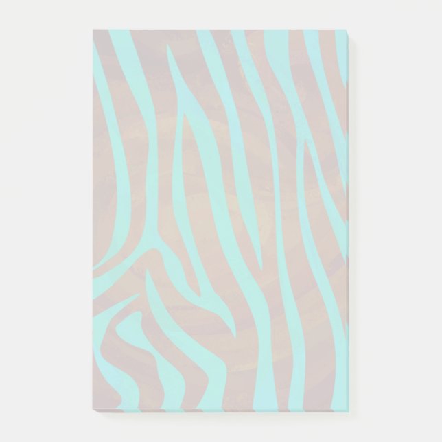 Zebra Brown and Teal Print Post-it Notes (Front)