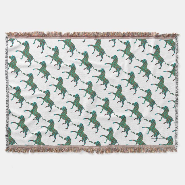Zebra Brown and Teal Print Silhouette Throw Blanket (Front)
