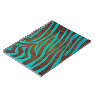 Zebra Brown and Teal Print Spiral Notebook
